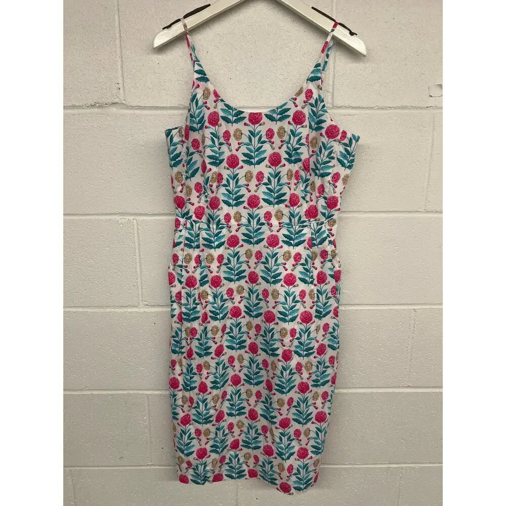 NWT Ann Taylor Sz 0 Petite Floral Scoop Neck Sleeveless Midi Sheath Dress Preppy